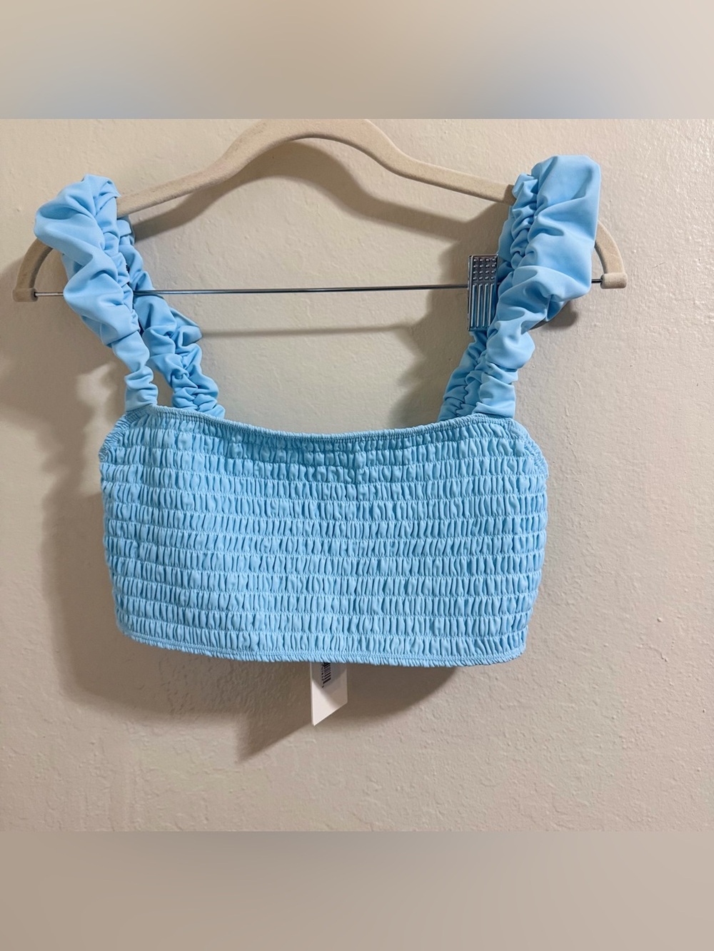 SEA New York Amabel Smocked Bikini Set NWT M Ice Blue Ruffle High Waist Luxury - Picture 11 of 14